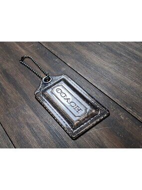 Coach Grey Poppy Smokey Acrylic Glitter Hang Tag Charm and Ball Chain